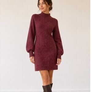 Sezane Elona Dress Wool Mohair Sweater Rosewood Pink Purple Large